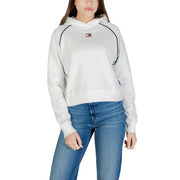 Tommy Hilfiger women organic cotton white hoodie with black contrast stitching and small chest logo