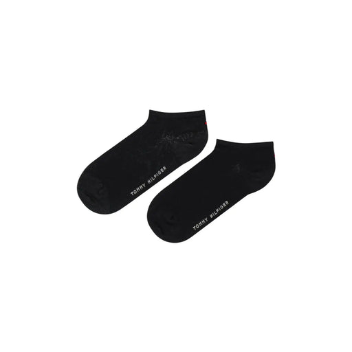 Tommy Hilfiger Schwarze Damen-Baumwollsocken mit dezentem weißen Markenlogo an der Seite für den Alltag