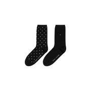 Schwarze Tommy Hilfiger Damensocken aus Baumwollmischgewebe, Größe S, mit Polka-Dots und einfarbigem Schwarz sowie Knöchellogo