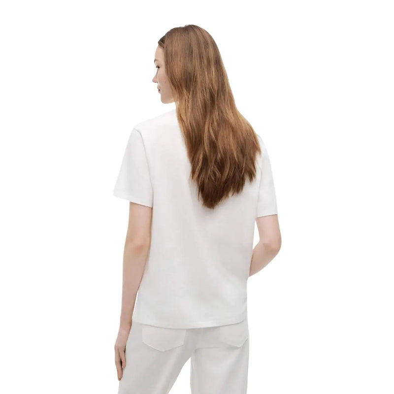 Tommy Hilfiger Weißes Damen-T-Shirt aus Bio-Baumwolle mit kurzen Ärmeln und schlichtem, minimalistischem Design, von vorne sichtbar