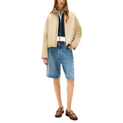 Tommy Hilfiger women’s beige organic cotton blazer with zip front and structured slightly padded silhouette