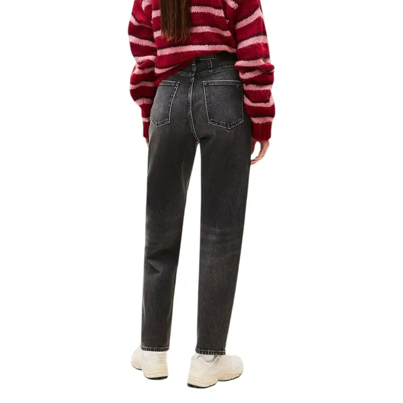 Tommy Hilfiger Schwarze Damen-Jeans aus Bio-Baumwolle mit hohem Bund und geradem Bein