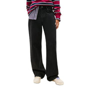 Tommy Hilfiger women’s black organic cotton wide-leg jeans with relaxed fit and subtle fading details