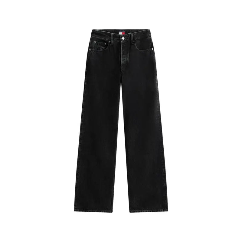 Tommy Hilfiger Schwarze Damen-Jeans aus Bio-Baumwolle mit weitem Bein und fünf Taschen