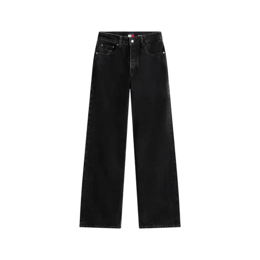 Tommy Hilfiger Schwarze Damen-Jeans aus Bio-Baumwolle mit weitem Bein und fünf Taschen