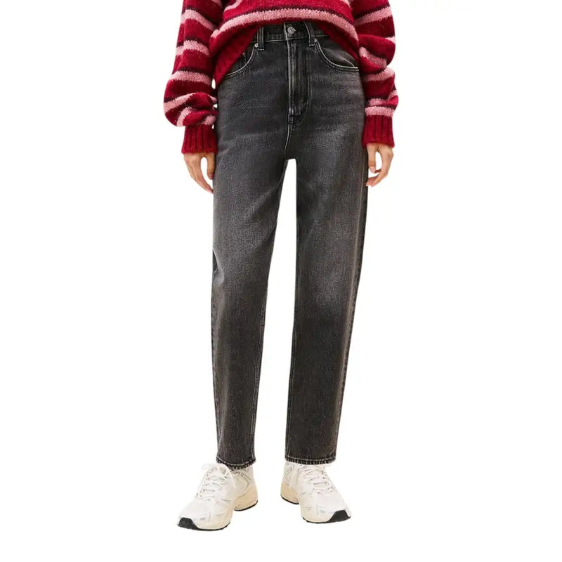 Tommy Hilfiger Damen-Jeans aus hochgeschnittenem, dunkelgrauem Denim mit geradem Bein