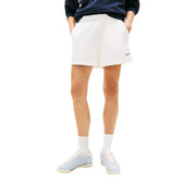 Tommy Hilfiger Schwarze Damen-Shorts aus Bio-Baumwolle mit weißer Seitenstickerei