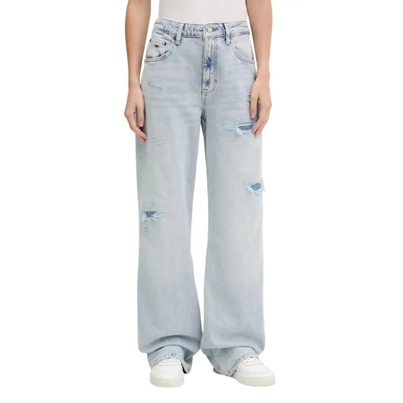 Tommy Hilfiger hellblaue, hochgeschnittene, weite Jeans mit Rissen für Damen