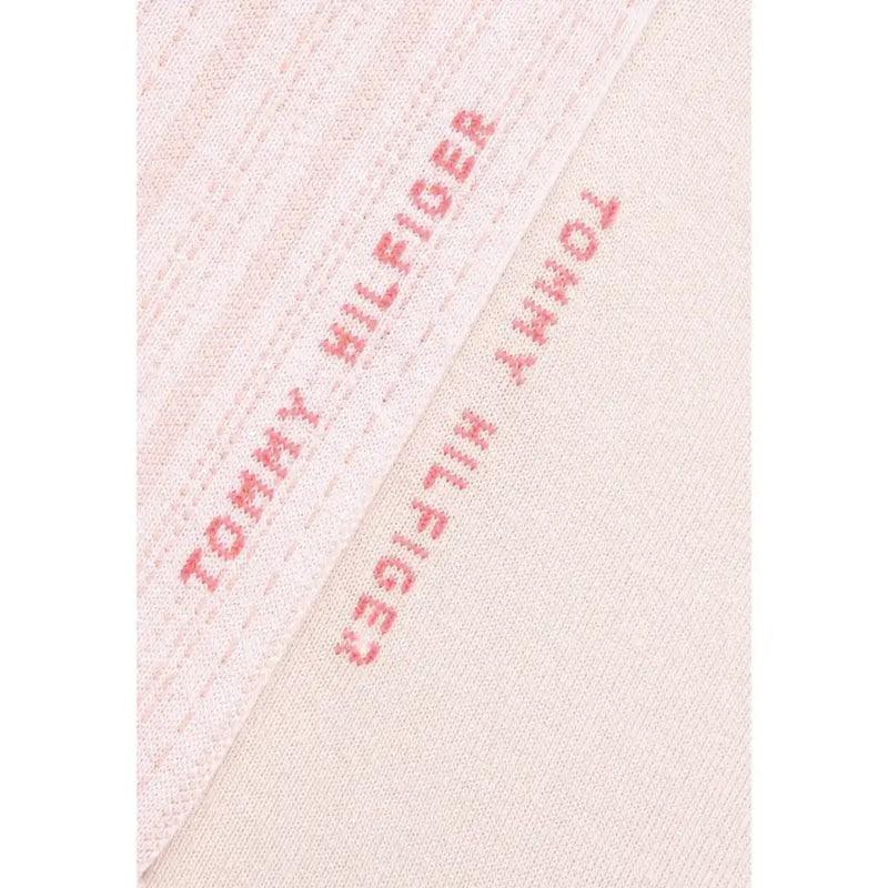 Tommy Hilfiger Hellrosa Stricksocken mit Rippenmuster und Stickerei