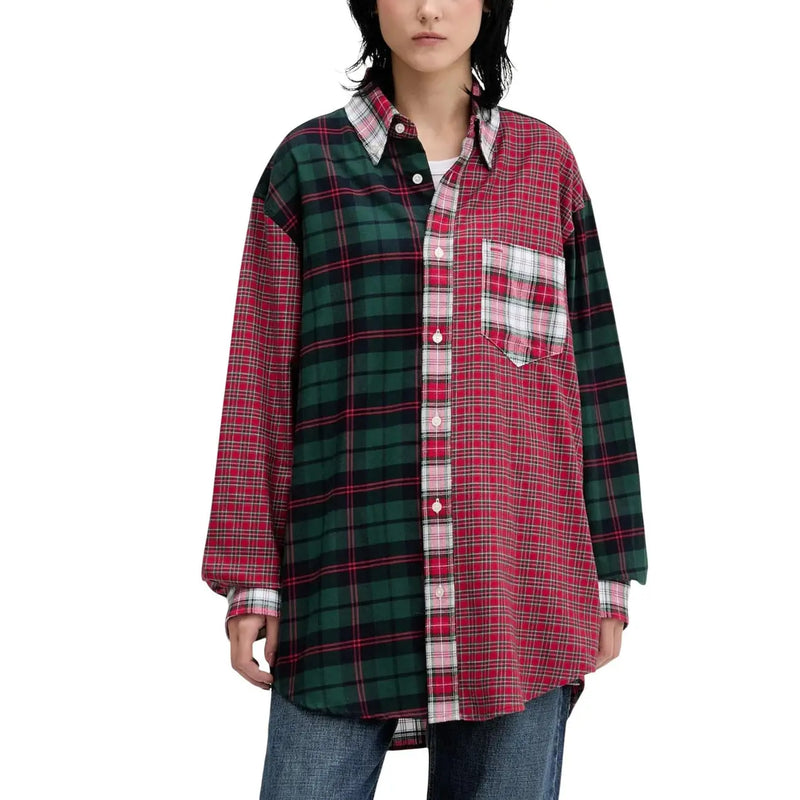 Tommy Hilfiger women’s red checked cotton plaid shirt with white accents