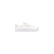 Tommy Hilfiger women’s white cotton low-top sneakers with chunky rubber sole and gold-tone lace eyelets