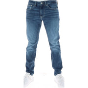 Tommy Jeans Herrenjeans aus blauem Denim mit klassischem geradem Bein und Tommy Hilfiger Knopfdetail, Vorderansicht
