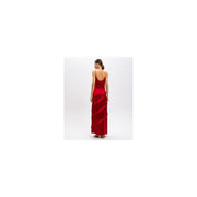 Red tiered fringe maxi dress with sleeveless V neck from Twinset for spring summer fashion