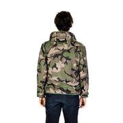 US Polo Assn. Herrenblazer, klassische Passform, Baumwollmischgewebe, Kapuze, grün-beige-schwarzes Camouflage-Muster