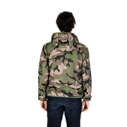 U.S. Polo Assn. men blazer classic fit cotton blend jacket with green beige and black camouflage pattern hooded design