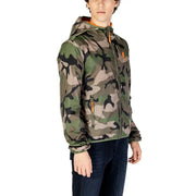 U.S. Polo Assn. men blazer classic fit cotton blend size L camouflage hooded jacket with orange zipper pulls and logo