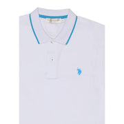 Weißes US Polo Assn. Herren-Poloshirt, klassische Passform, aus Baumwolle, Größe L, Rückseite des Shirts abgebildet
