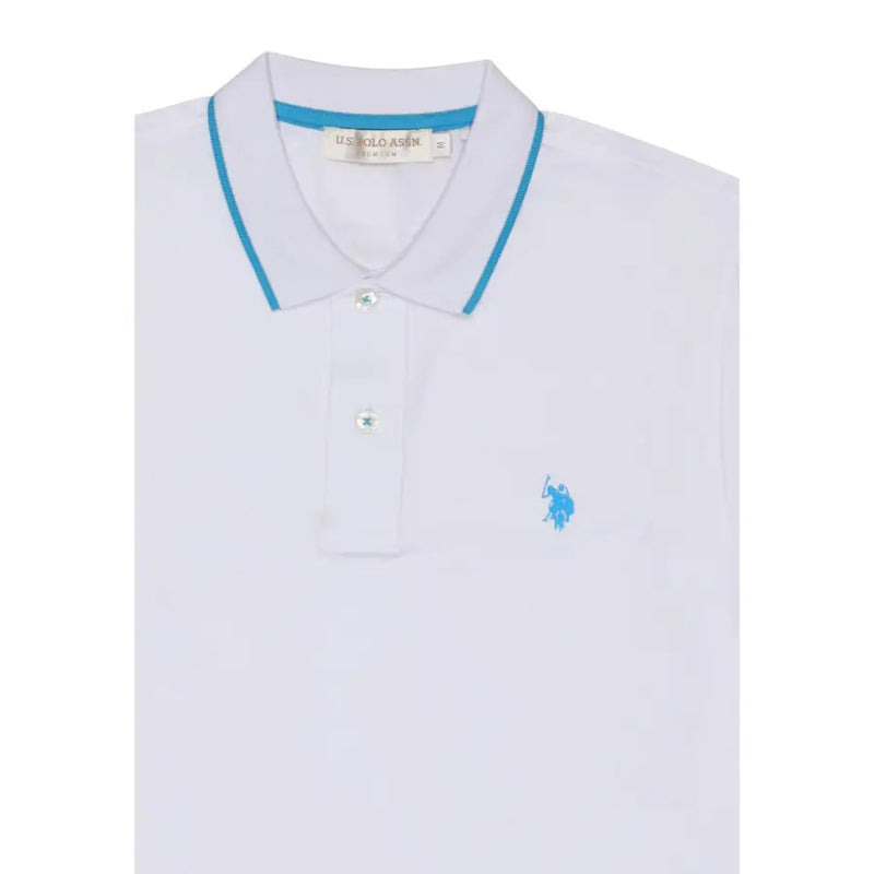 Weißes US Polo Assn. Herren-Poloshirt, klassische Passform, aus Baumwolle, Größe L, Rückseite des Shirts abgebildet