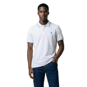 Weißes US Polo Assn. Herren-Poloshirt in klassischer Passform aus Baumwolle, Größe L, Vorderansicht