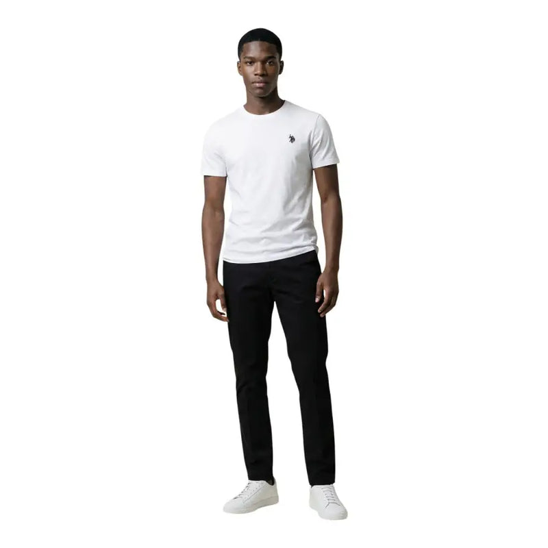 Weißes, kurzärmeliges Baumwollhemd t-shirt mit kleinen Stickereien U.s. Polo Assn. Logo auf der linken Brustseite für Herren