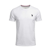 Weiße Männer der US Polo Association t-shirt mit einem klassischen Logo auf Baumwollstoff, perfekt für Freizeitkleidung