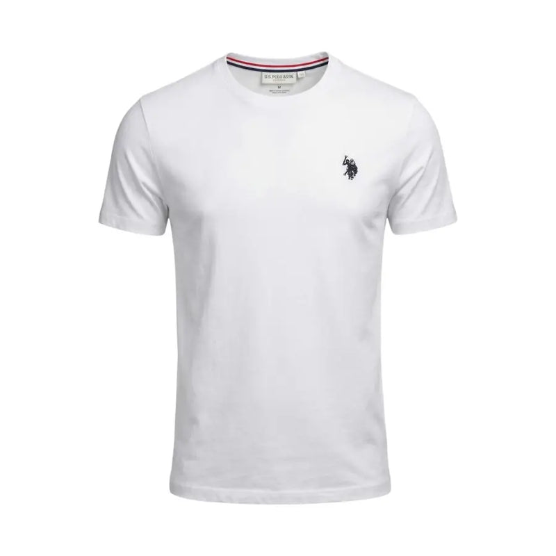 Weiße Männer der US Polo Association t-shirt mit einem klassischen Logo auf Baumwollstoff, perfekt für Freizeitkleidung