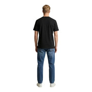 Schwarzes, kurzärmeliges Baumwoll-T-Shirt mit Rundhalsausschnitt t-shirt Herren in klassischer, mittlerer Passform von US Polo Assn