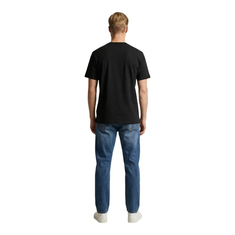 Schwarzes, kurzärmeliges Baumwoll-T-Shirt mit Rundhalsausschnitt t-shirt Herren in klassischer, mittlerer Passform von US Polo Assn