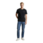 Schwarzes Herren-T-Shirt der US Polo Assn. aus Baumwolle, klassische Passform, kurze Ärmel und gesticktes Logo auf der linken Brust.