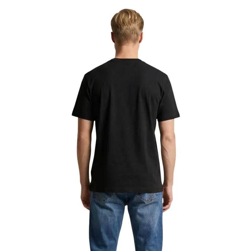 US Polo Assn. Herren Medium Classic Fit Schwarzes Baumwoll-Kurzarmshirt mit Rundhalsausschnitt t-shirt Vorderansicht