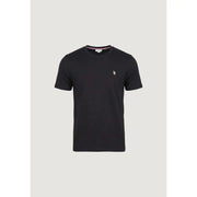 Schwarzes, kurzärmeliges Baumwoll-T-Shirt mit Rundhalsausschnitt t-shirt Mit kleinem, weißem, gesticktem Logo auf der linken Brust. US Polo Assn. Mittlere, klassische Passform.