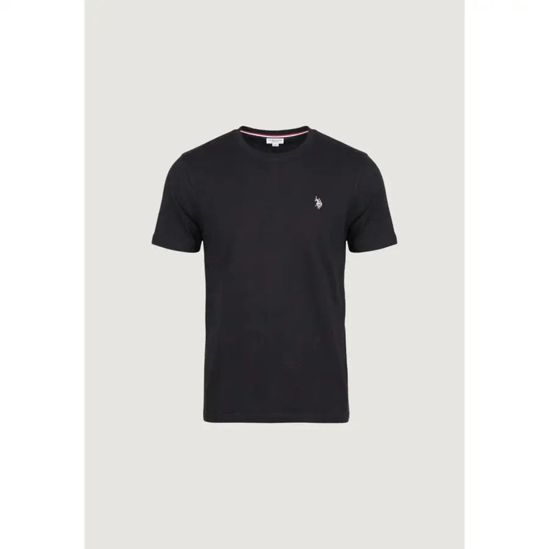 Schwarzes, kurzärmeliges Baumwoll-T-Shirt mit Rundhalsausschnitt t-shirt Mit kleinem, weißem, gesticktem Logo auf der linken Brust. US Polo Assn. Mittlere, klassische Passform.