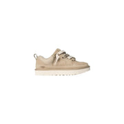 Ugg women beige suede sneaker with mesh side panel and velcro straps for comfortable casual wear