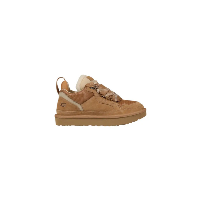 Ugg women brown sneaker made of tan suede and mesh with plush shearling lining for sport and casual wear