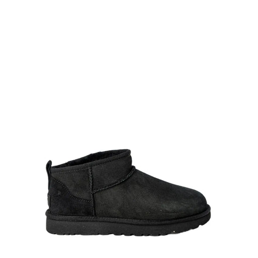 Schwarze UGG Damen-Lederstiefel im klassischen Ultra-Mini-Stil mit Obermaterial aus Wildleder und weichem Futter für Wärme und Komfort