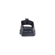 Black Ugg women sandals with thick rubber sole and adjustable strap made of polyurethane for spring footwear