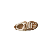 Ugg women suede sneakers in beige with leopard print, tan and cream accents, and leopard print laces