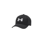 Under Armour Schwarze Herrenkappe mit weißem Logo auf der Vorderseite, Vorderansicht