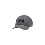 Under Armour Baseballkappe Blitzing Low für Herren aus grauem, strukturiertem Stoff mit schwarzem Logo, Vorderansicht