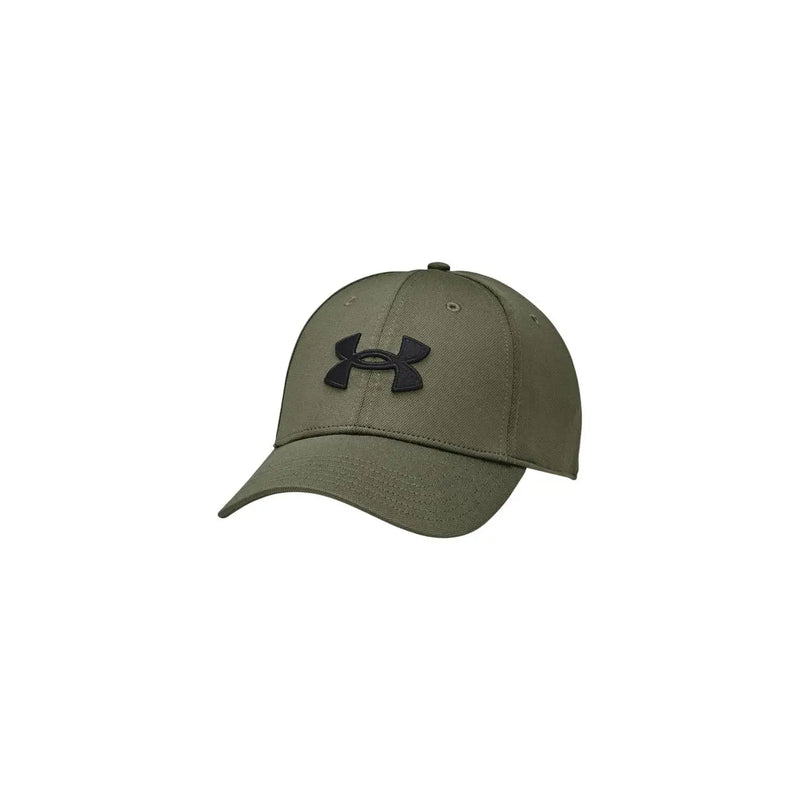 Under Armour Herrenkappe in Olivgrün mit schwarzem Logo, Vorderansicht