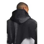 Under armour Schwarzer Herren-Fleece-Hoodie aus Baumwollmischgewebe mit auffälligem silbernen, abstrakten Wellenmuster auf Kapuze und Rückseite.