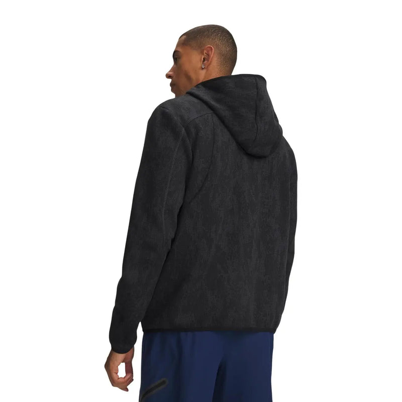 Under Armour Schwarzer Herren-Fleece-Hoodie mit meliertem, strukturiertem Stoff und dezenten Ton-in-Ton-Nähten