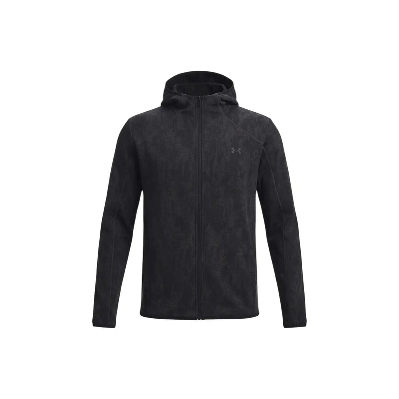Under Armour Schwarzer Herren-Fleece-Hoodie mit strukturierter Stoffoberfläche und Reißverschluss vorne