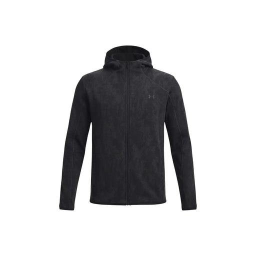 Under Armour Schwarzer Herren-Fleece-Hoodie mit strukturierter Stoffoberfläche und Reißverschluss vorne