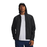 Under armour Schwarzer Herren-Fleece-Hoodie mit Kapuze, dezentem Strukturmuster und durchgehendem Reißverschluss vorne