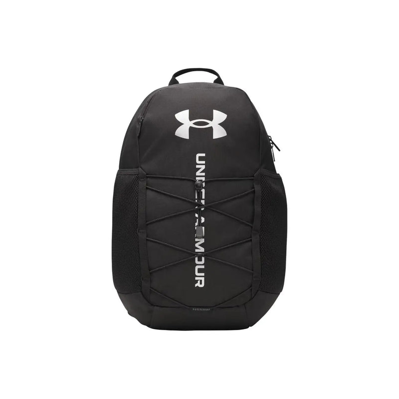 Under armour Schwarzer Herren-Rucksack aus Polyester mit Print, weißem Logo, vertikalem Branding und seitlichen Netzeinsätzen
