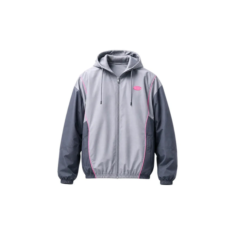 Under armour Grauer Herren-Kapuzenpullover aus Polyester mit Reißverschluss, dunkelgrauen Einsätzen und rosa Paspeln, entworfen für sportliche Aktivitäten