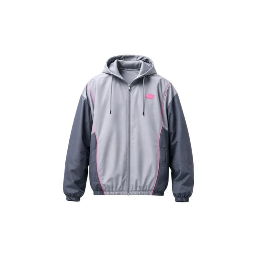 Under armour Grauer Herren-Kapuzenpullover aus Polyester mit Reißverschluss, dunkelgrauen Einsätzen und rosa Paspeln, entworfen für sportliche Aktivitäten
