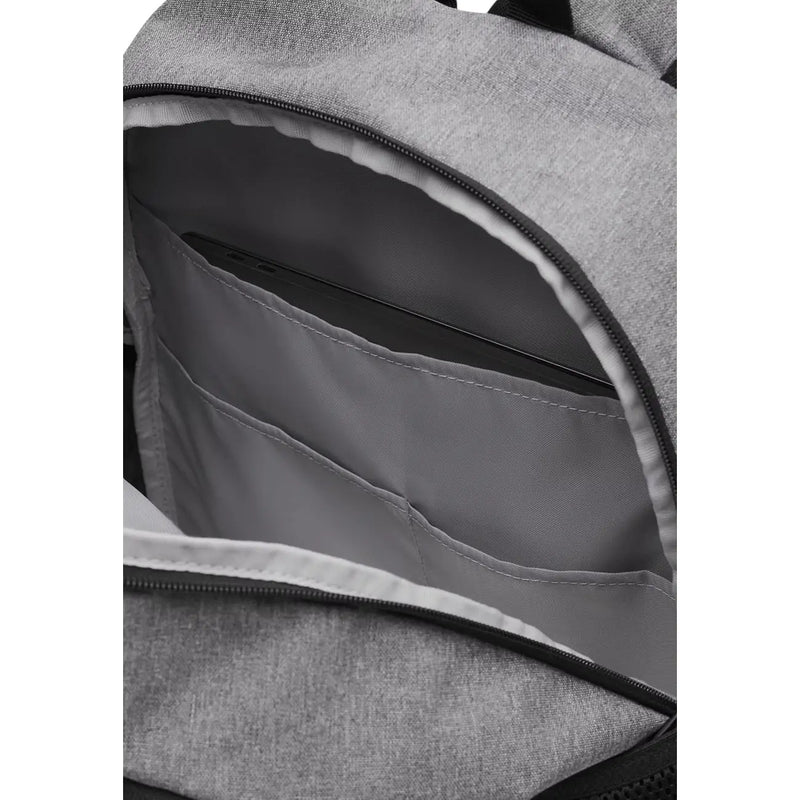 Under Armour Hustle Sport 6.0 Herren-Laptop-Rucksack aus grau meliertem Stoff mit schwarzem Reißverschluss und Innenfutter
