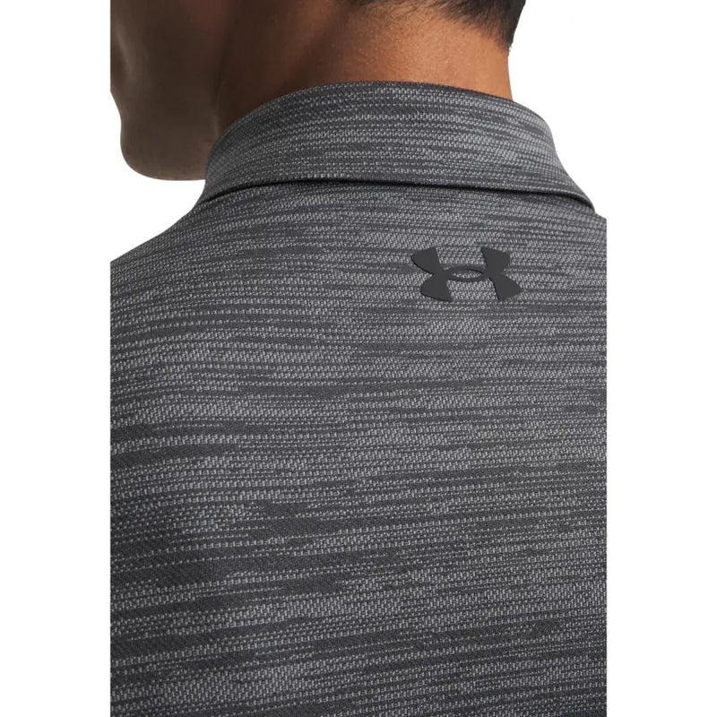 Under armour Herren-Poloshirt aus dunkelgrauem Polyester mit dezentem Melange-Muster und Logo auf der Brust